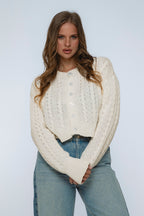 Parisse Cropped Knitted Cardigan