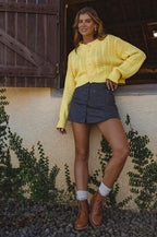 Parisse Cropped Knitted Cardigan