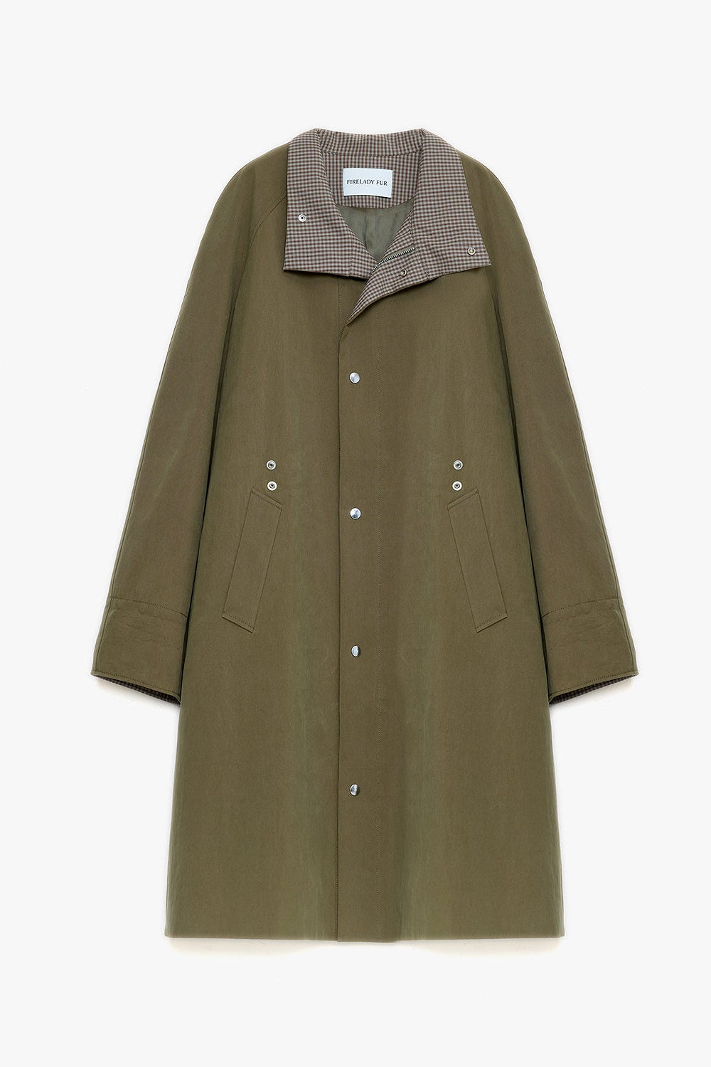 "Urban Island" Retro Plaid Mid-Length Workwear Lapel Trench Coat-5