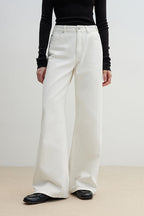 "Mint Flavor" High Waist Wide Leg Loose Washed Jeans Women-1