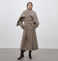 "Assassin's Creed" removable scarf collar, woolen coat for women, autumn and winter coat-0