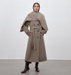"Assassin's Creed" removable scarf collar, woolen coat for women, autumn and winter coat-0