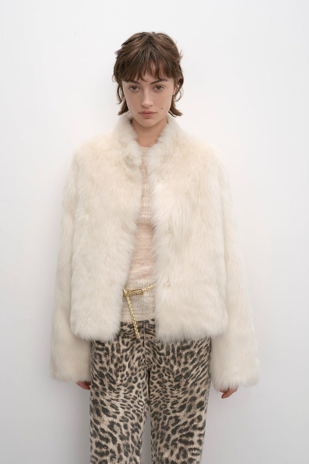 "Healing Eros" casual stand-up collar short Tuscan sheepskin fur coat winter-5