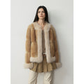 Fireladyfur Women's  Blue Mink & Fox Fur Patchwork Coat "Casual Gene"-5