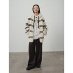 Fireladyfur Women's Lamb Wool Striped Jacket“Snowy New Year”-3