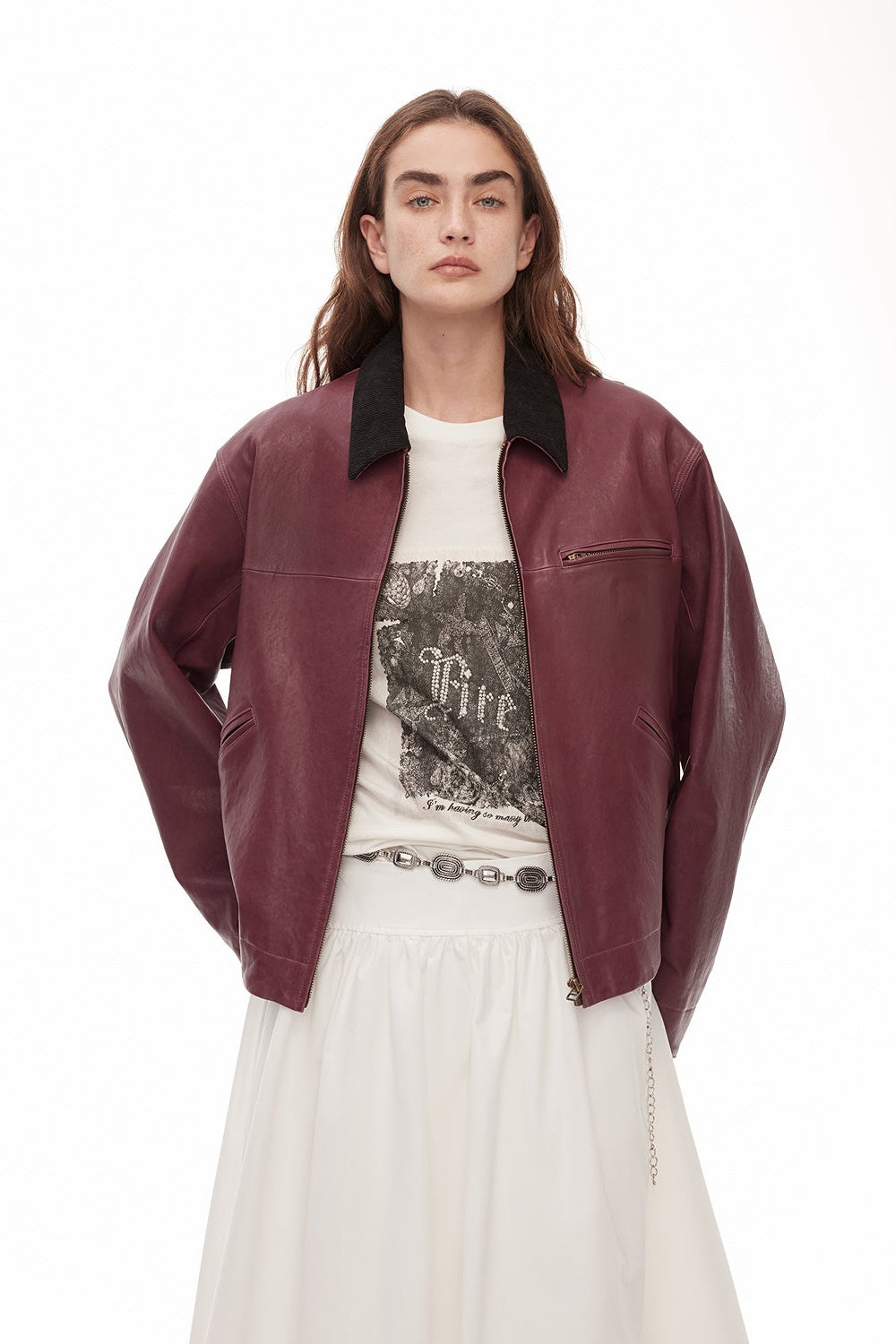 High Street Casual New Zealand Imported Sheepskin Wide Shoulder Genuine Leather Workwear Jacket Leather Jacket Autumn “Light Chaser”-5