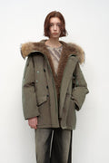 Fireladyfur Women's Shearling Lined Down Parka with Raccoon Fur Collar hood"Coastal Highway II"-0