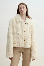 "Rachel" frost-smudged two-tone sheepskin lapel coat-4