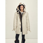 Firelady Fur Women’s Merino Sheepskin Parka with Fur Hood – Real Fur Cow Print Coat"Wild Heartbeat"-1
