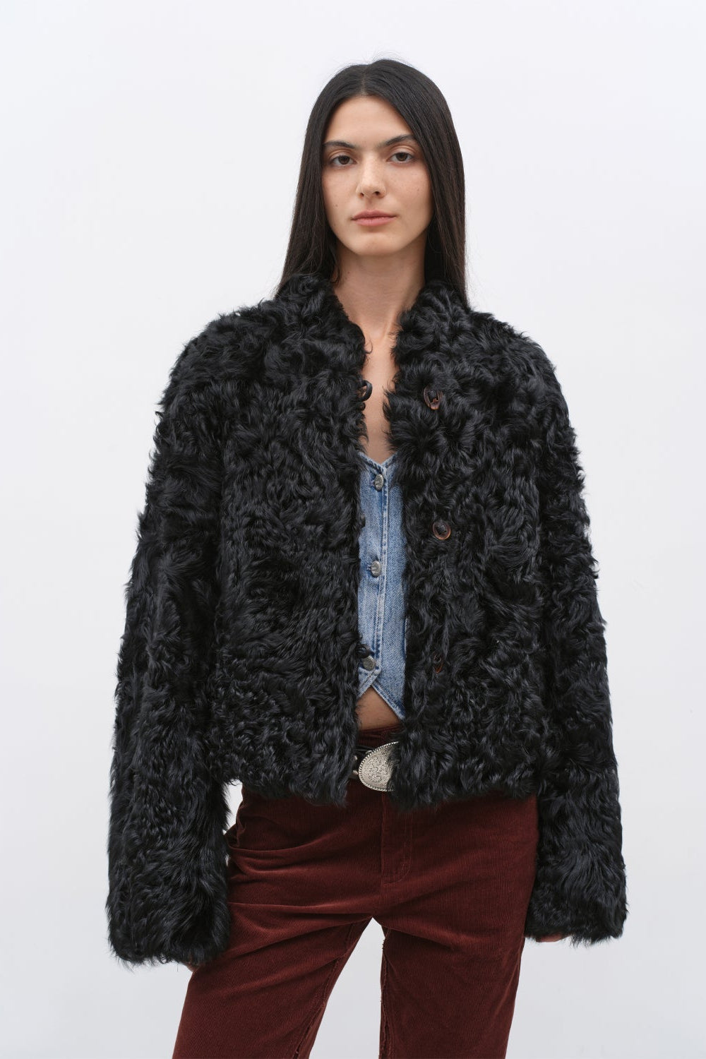 Women's Imported Sheepskin Coat | New Zealand Wool“Little Bear”-4