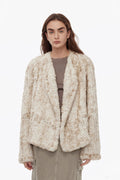 "Inspiration Glimpse" lapel double-breasted loose woven Rex rabbit fur coat for women in winter-4