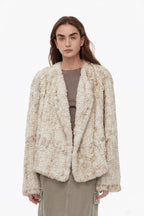 "Inspiration Glimpse" lapel double-breasted loose woven Rex rabbit fur coat for women in winter-4