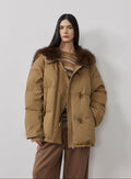 Fireladyfur Women's Down Parka with Fox Fur and Large Lapel“Street Badge”-1