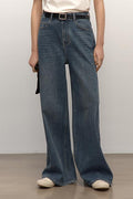 Turkish double-core micro-elastic snowflake denim versatile tall and slim low-waist denim wide-leg pants-1