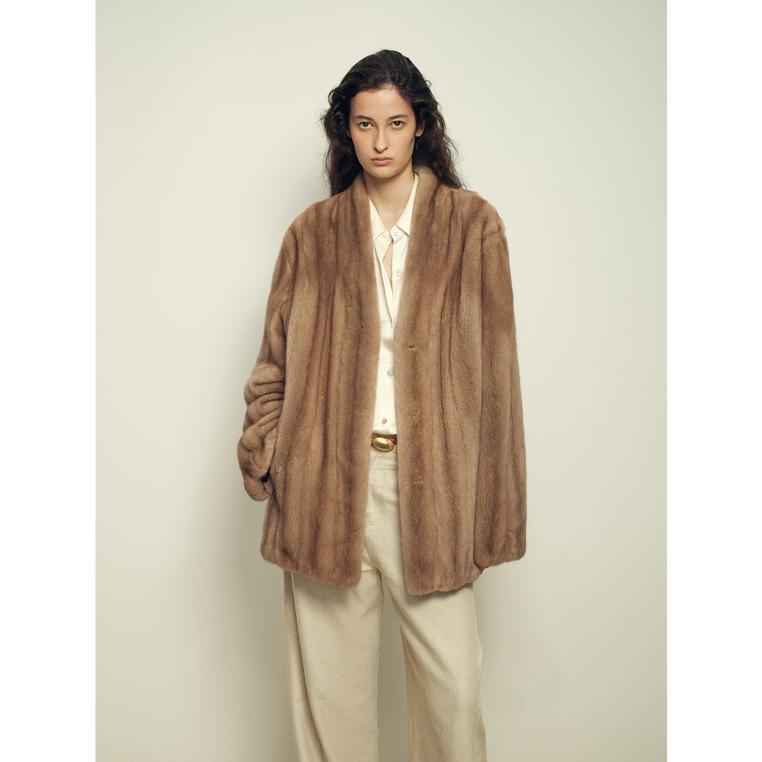 Firelady Fur Imported Kopenhagen Purple-Label Female Mink Full-Skin Woven V-Neck Fur Coat “Fairy Mountain Dew”-0