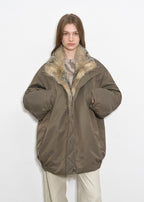 Fireladyfur Women's Warm Winter Down Jacket with a Fluffy Fox Fur Collar“Travel Notes”-5