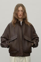 Fireladyfur Women's Genuine Sheep Leather Motorcycle Short Jacket "Loveless Muse"-0