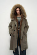 Fireladyfur Women's 90 Duck Down Parka with Raccoon Fur Collar“Manchester City Old Stories II”-5