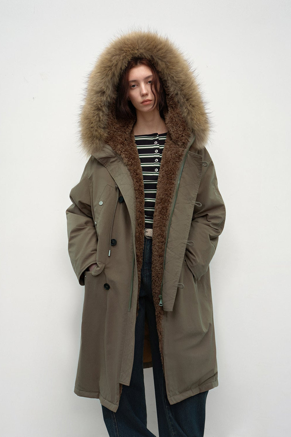 Fireladyfur Women's 90 Duck Down Parka with Raccoon Fur Collar“Manchester City Old Stories II”-5