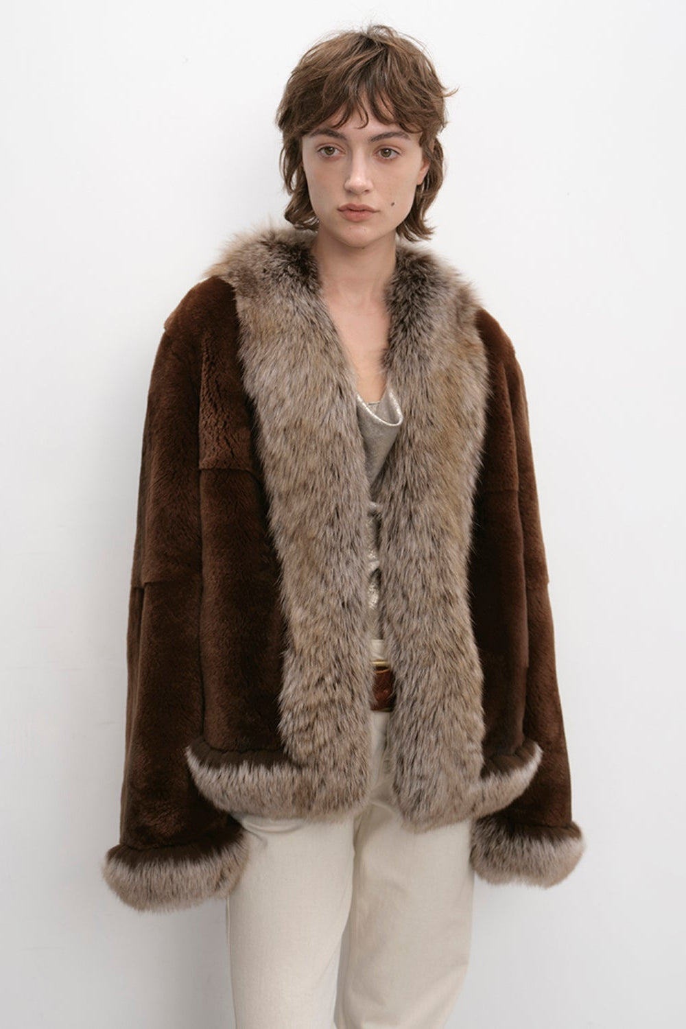 Paris pictorial Vintage two-tone fox fur collar soft otter fur jacket-5