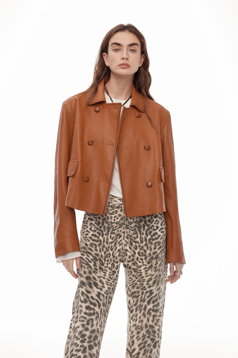 Suede lambskin retro double-breasted lapel wide-shoulder genuine leather jacket imported from New Zealand "Nth power"-5