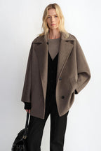 Fireladyfur Women's Cashmere Wool Short Coat with Bat Sleeves"Fleeting Memories"-5