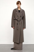 "Desert Mirage"Double-Breasted Coat with Shoulder Seam and Slight Cocoon Shape-3