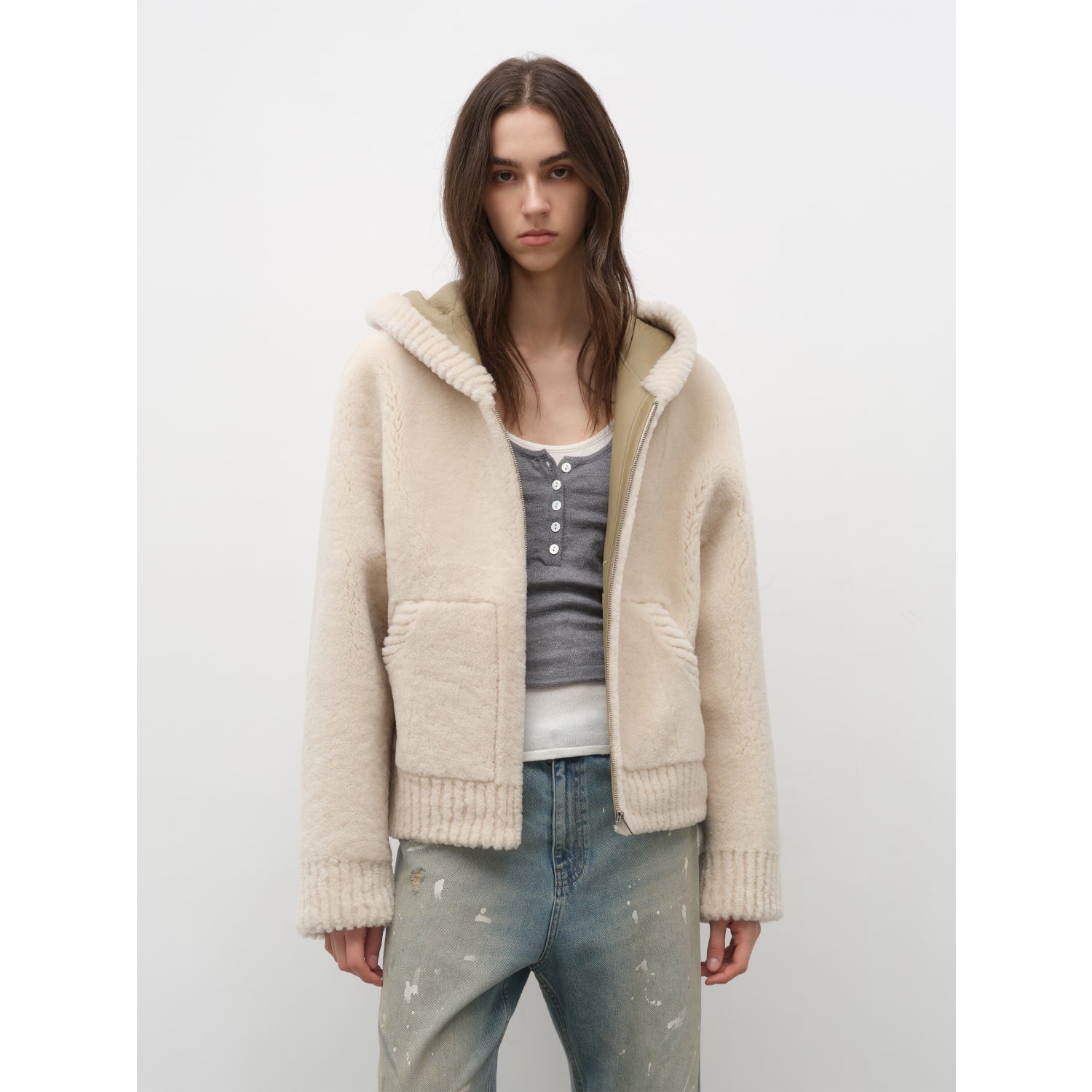 Fireladyfur Women's Hooded Merino Sheepskin Jacket“Bad boy”-1