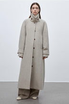 Fireladyfur Women's Raglan Sleeve Double-layer Collar Wool Coat"Moonlit Veil"-4