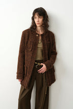 "Sophisticated Lady" Italian Imported Haute Couture Tailored Tweed Jacket with Gold Buttons for Women-5