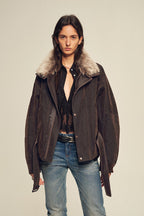Firelady Fur Women's Goose Down Parka Coat with Detachable Toscana Shearling Fur Collar“Modern Traveler”-0