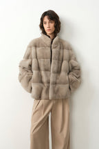 Imported purple label mink coat horizontal ridge leaning against the ridge craft mink fur coat-0