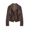 Waxed sheepskin distressed short leather jacket "Vintage Old Stories"