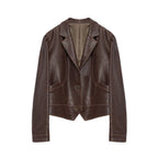 Waxed sheepskin distressed short leather jacket "Vintage Old Stories"