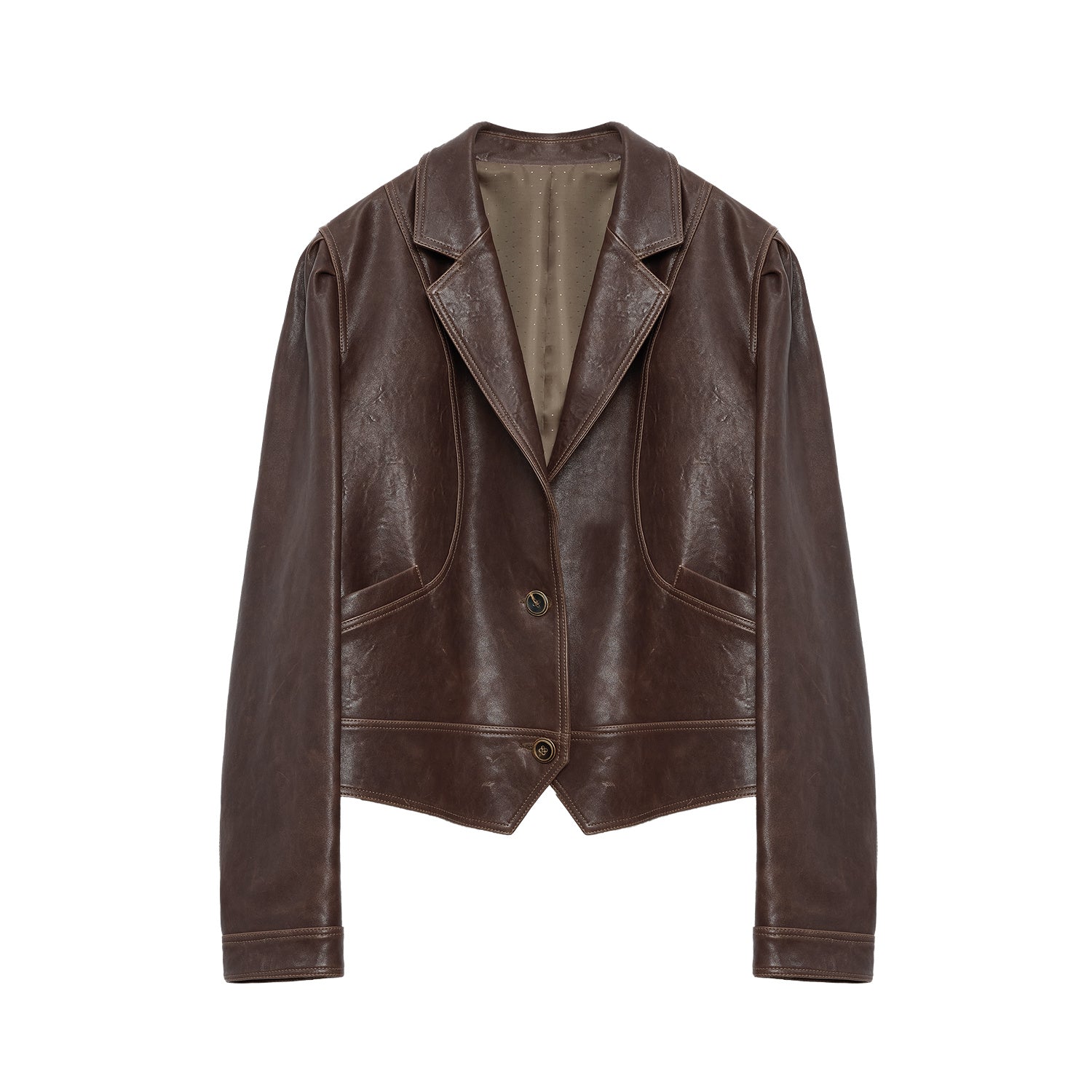 Waxed sheepskin distressed short leather jacket "Vintage Old Stories"