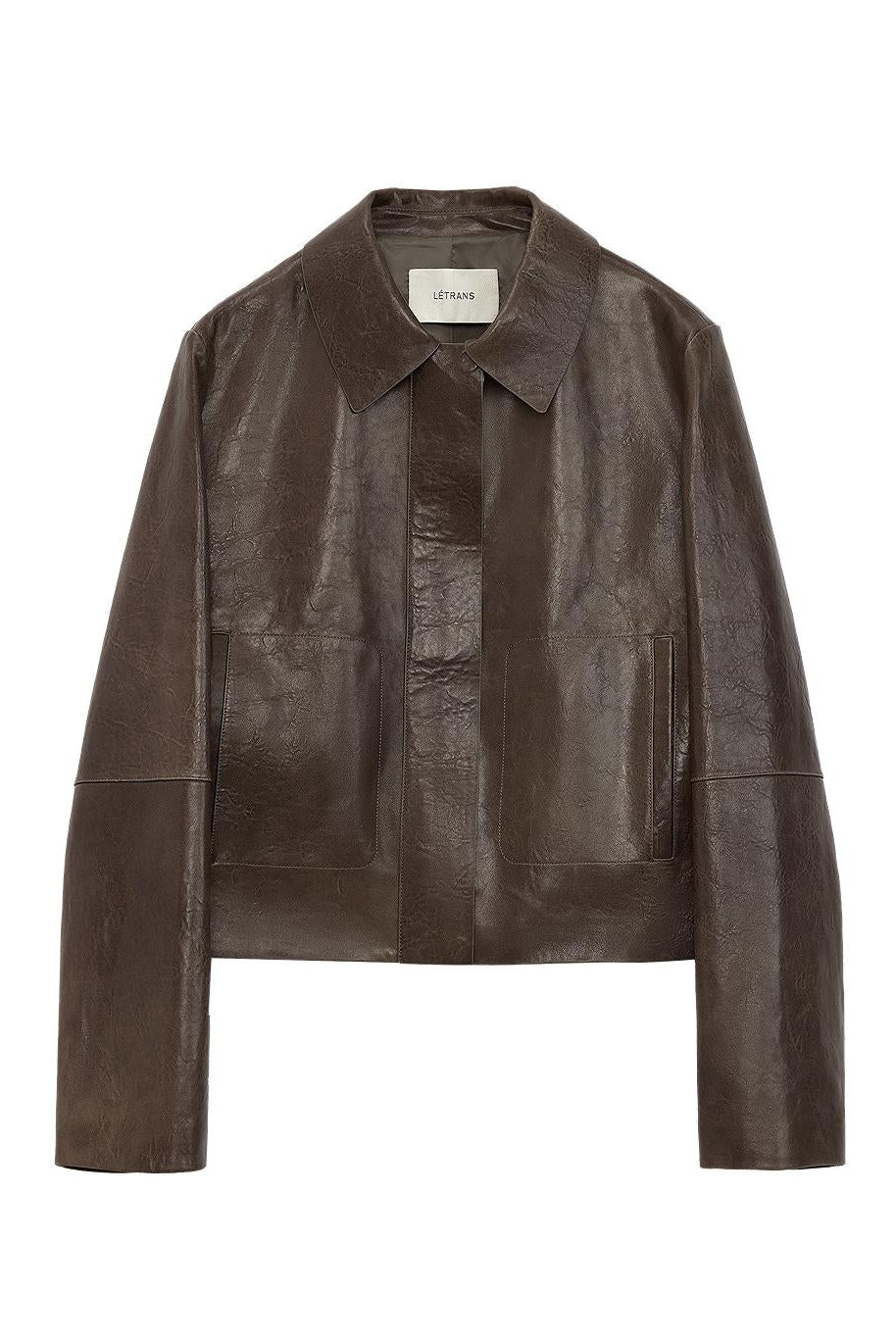 "Miss Sven" Lapel Two-tone Wax Sheepskin Short Jacket Leather Coat Women-5