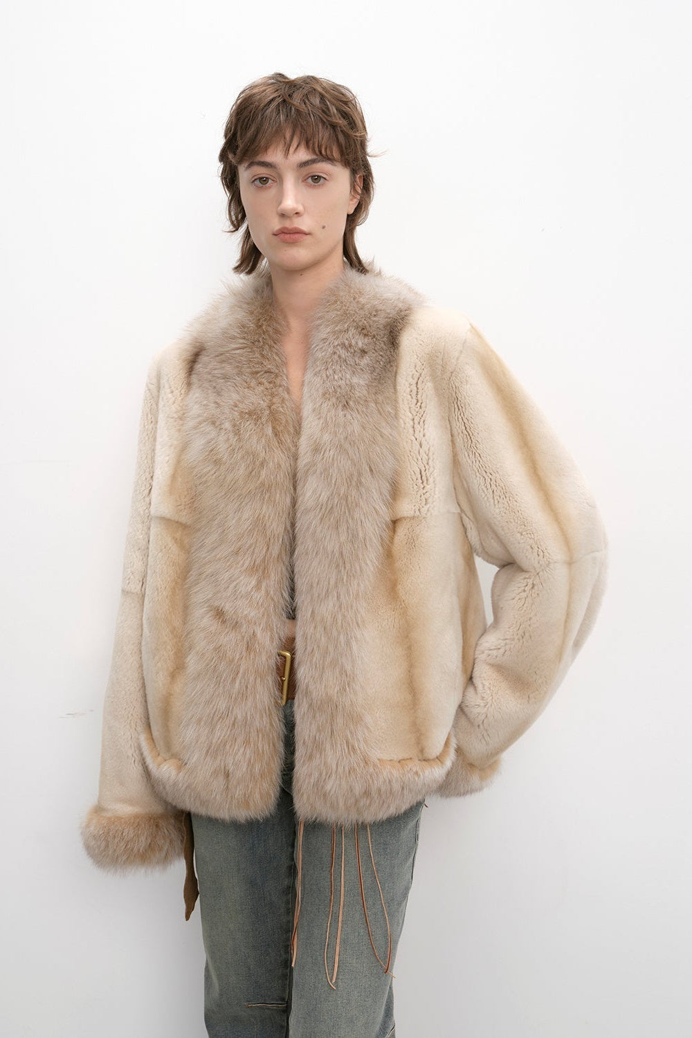 Paris pictorial Vintage two-tone fox fur collar soft otter fur jacket-3