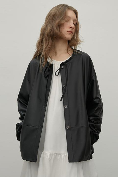 Ultra-Thin Light-Coated Sheep Leather Jacket for Women"Contrary Galaxy"-5