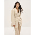 Imported sheepskin wide-shoulder lightweight lace-up suit leather jacket textured genuine leather jacket "Dark Side of the Moon"-5