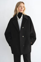 Fireladyfur Women's Cashmere Wool Short Coat with Bat Sleeves"Fleeting Memories"-6