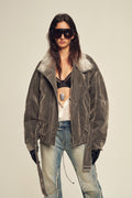 Firelady Fur Women's Goose Down Parka Coat with Detachable Toscana Shearling Fur Collar“Modern Traveler”-1