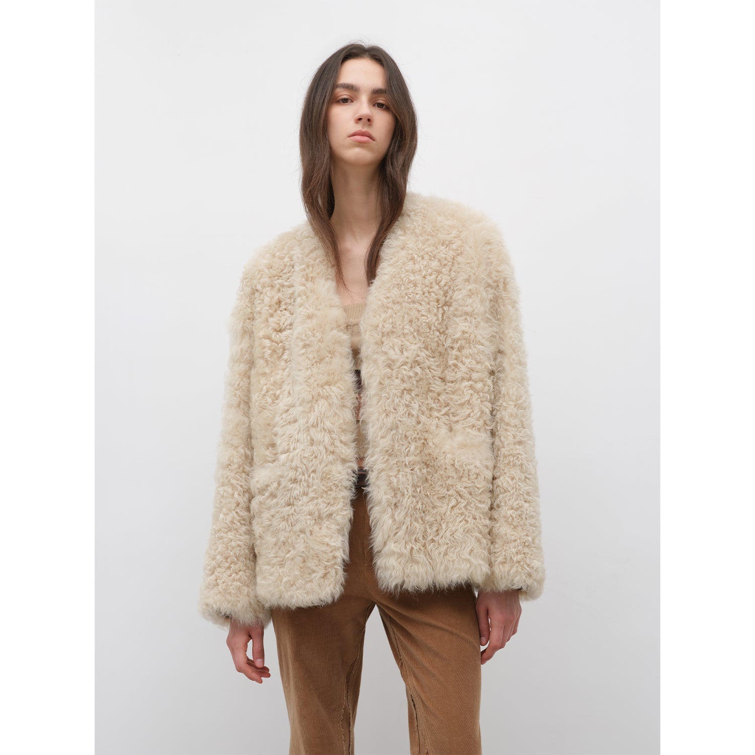Fireladyfur Women's Black Sheepskin Jacket with Tuscan Fur"My Little Curly"-3