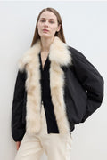 Fireladyfur Women's Detachable Contrasting Fox Fur Collar Down Jacket"Day and Night Rider"-0