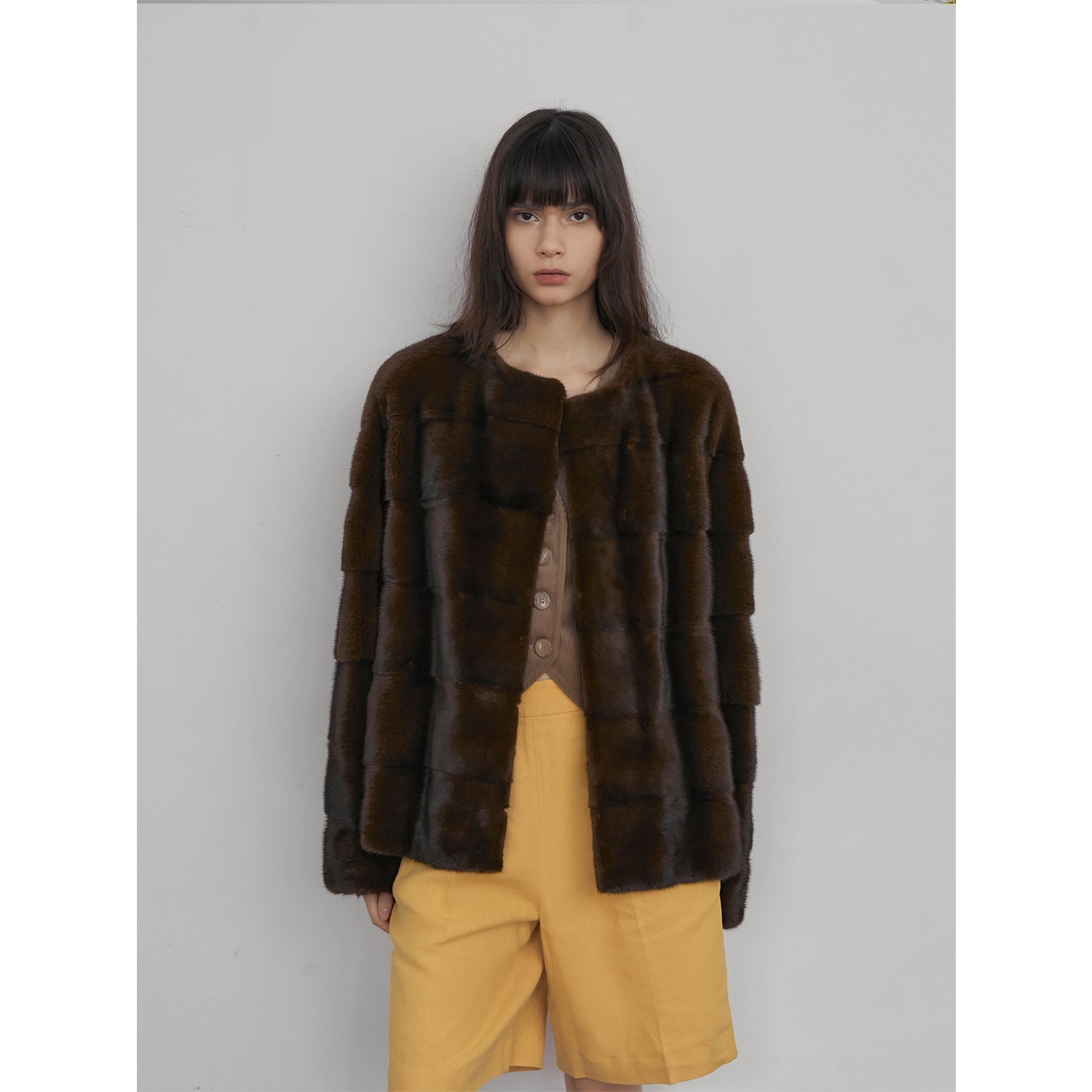 Vintage Clock Velvet Mink Fur Coat Winter-1