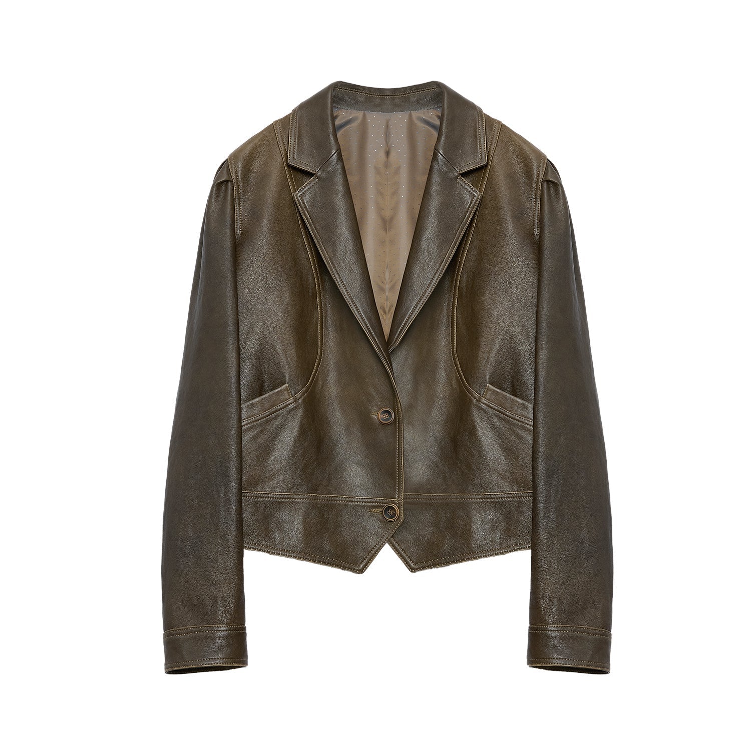 Waxed sheepskin distressed short leather jacket "Vintage Old Stories"