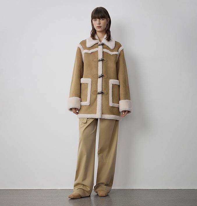 "Western Sunset"Winter  Wool Artificial Compound Suede Shearling Fur Coat for Women-0