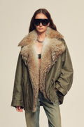 Firelady Women's Sheepskin Parka coat with Two-Tone Toscana Coyote Fur Collar“Wilderness Parka”-0