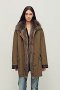 Firelady Women’s Parka with Real American Raccoon Fur Collar – Premium 90% White Goose Down Coat“Winter Street Lights”-1