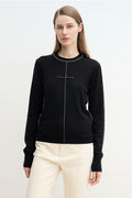 “Imbell"Imported Yangtze 30NM Contrast Stitch Wool Knit Skin-Friendly Short Top-5