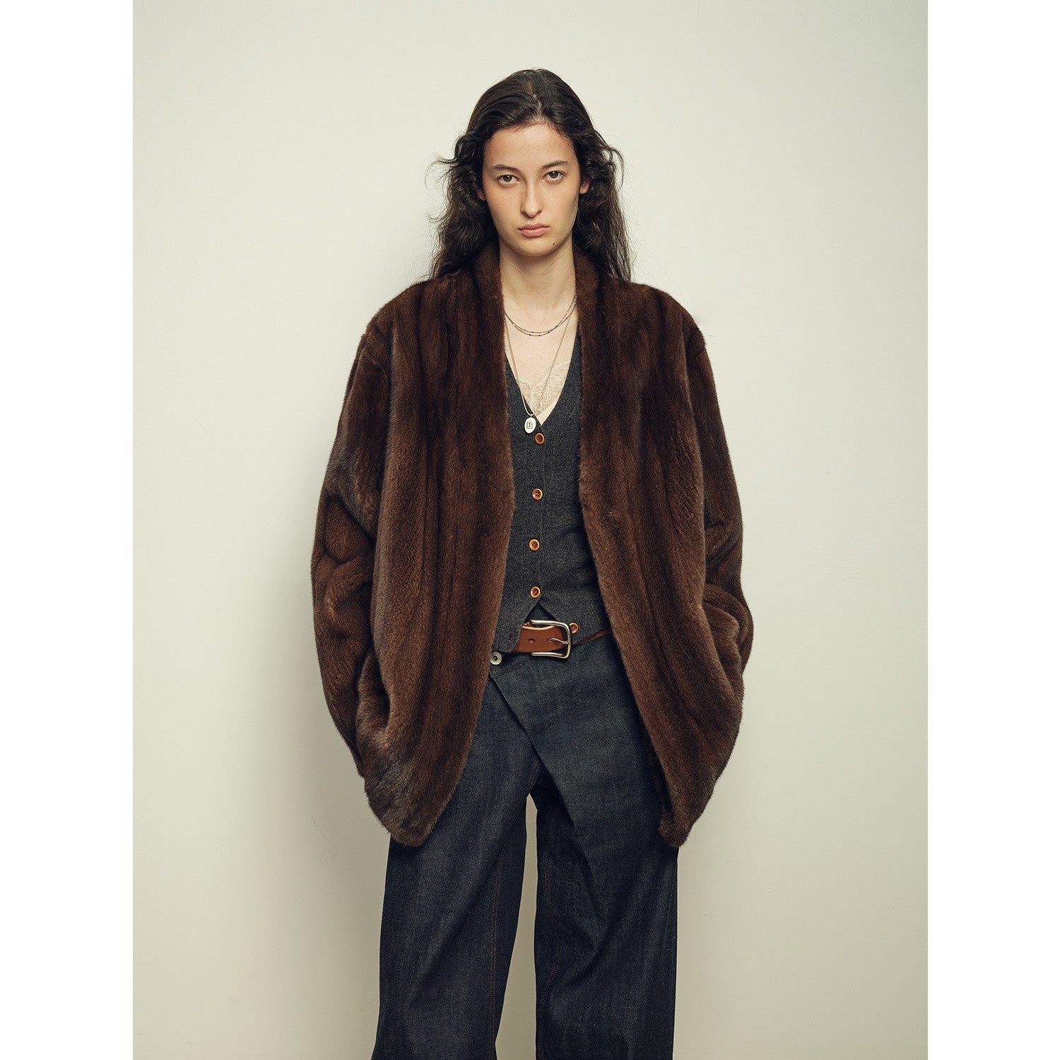 Firelady Fur Imported Kopenhagen Purple-Label Female Mink Full-Skin Woven V-Neck Fur Coat “Fairy Mountain Dew”-1